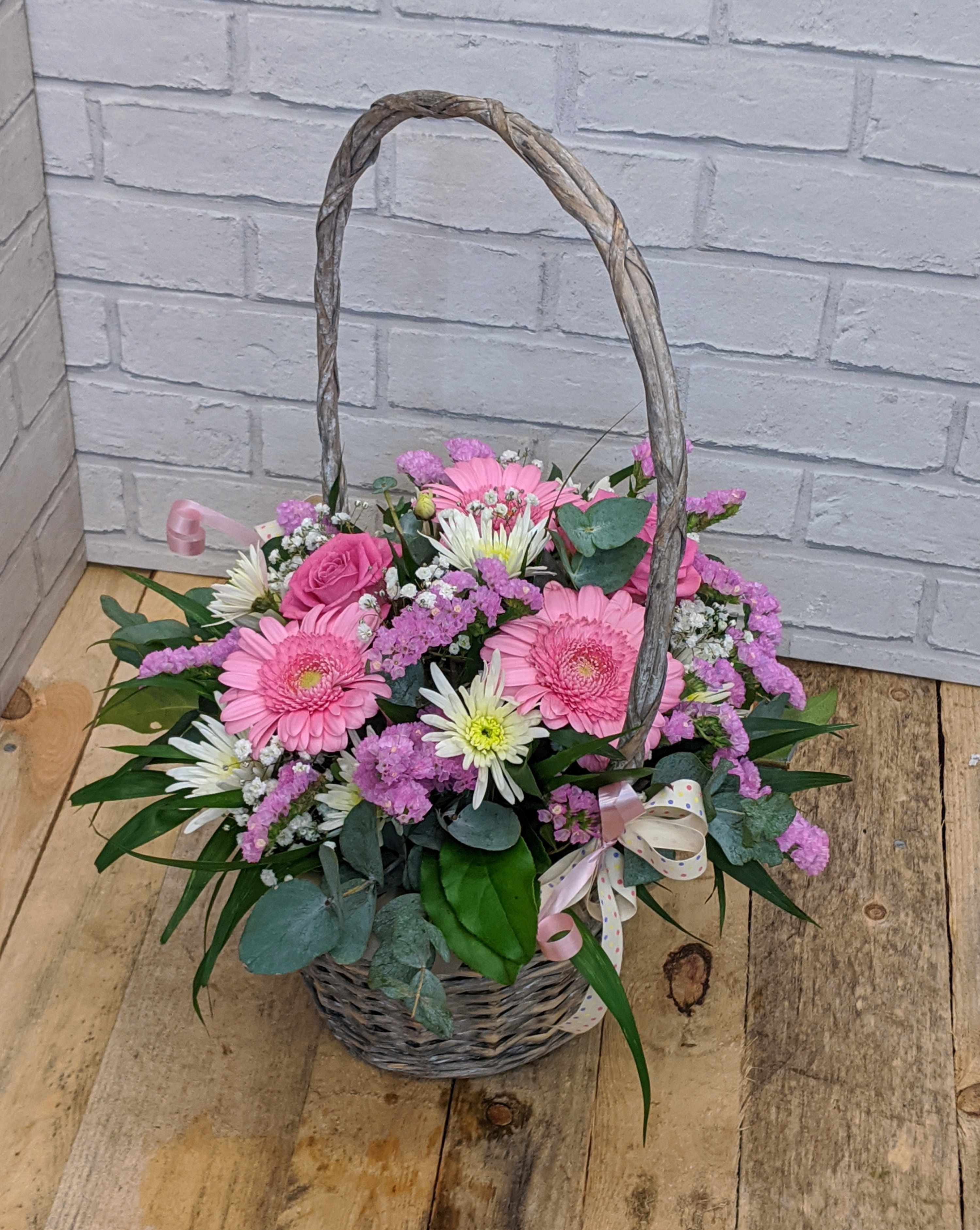 pink and cream basket
