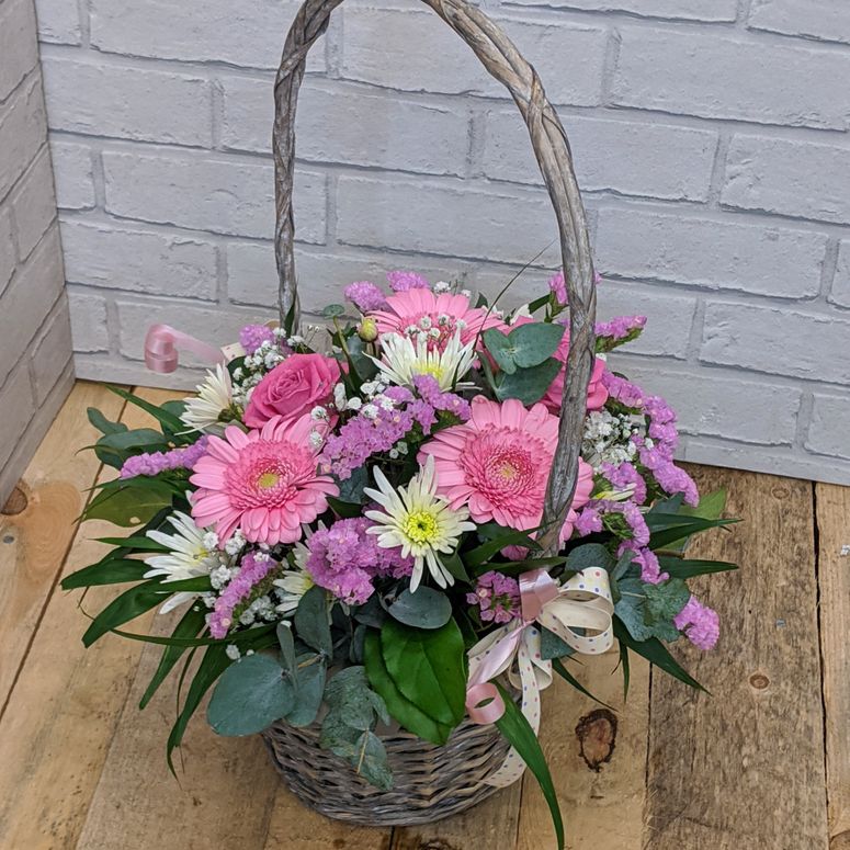 pink and cream basket